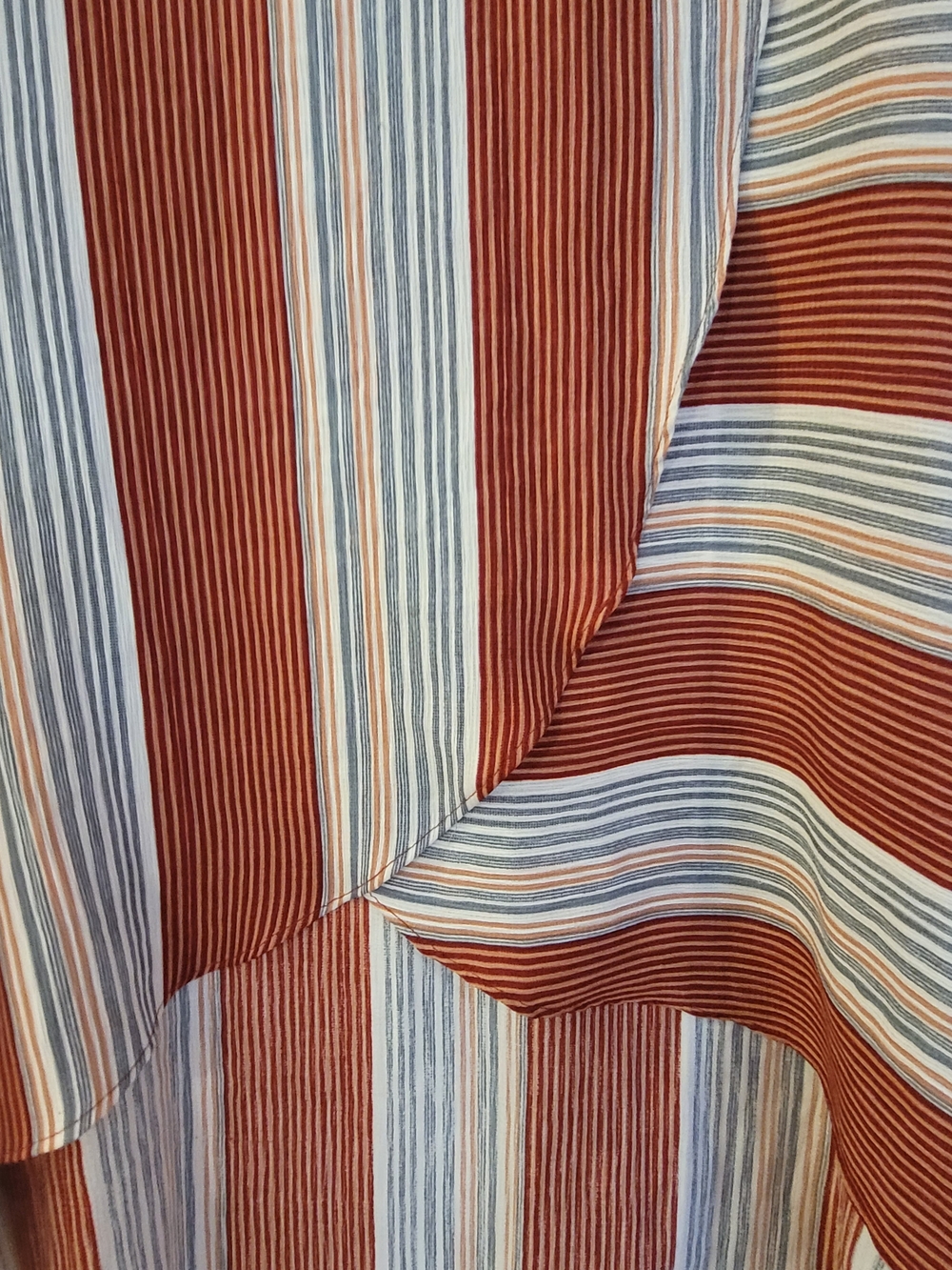 Striped Wrap Maxi Skirt in Rust, White And Blue. - Picture 9 of 10